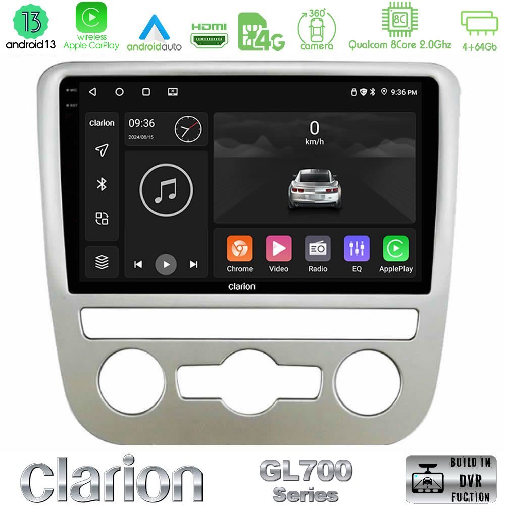 Clarion GL700 Series 8Core Android13 4+64GB VW Scirocco 2008 – 2014 Navigation Multimedia Tablet 9" Με Carplay & Android Auto