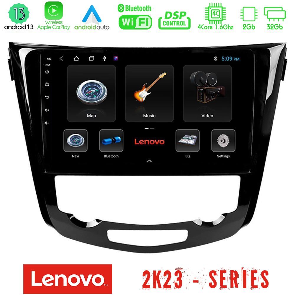 Lenovo Car Pad Nissan Qashqai J11 (AUTO A/C) 4Core Android 13 2+32GB Navigation Multimedia Tablet 10"