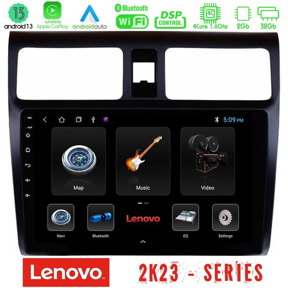 Lenovo Car Pad Suzuki Swift 2005-2010 4Core Android 13 2+32GB Navigation Multimedia Tablet 10"