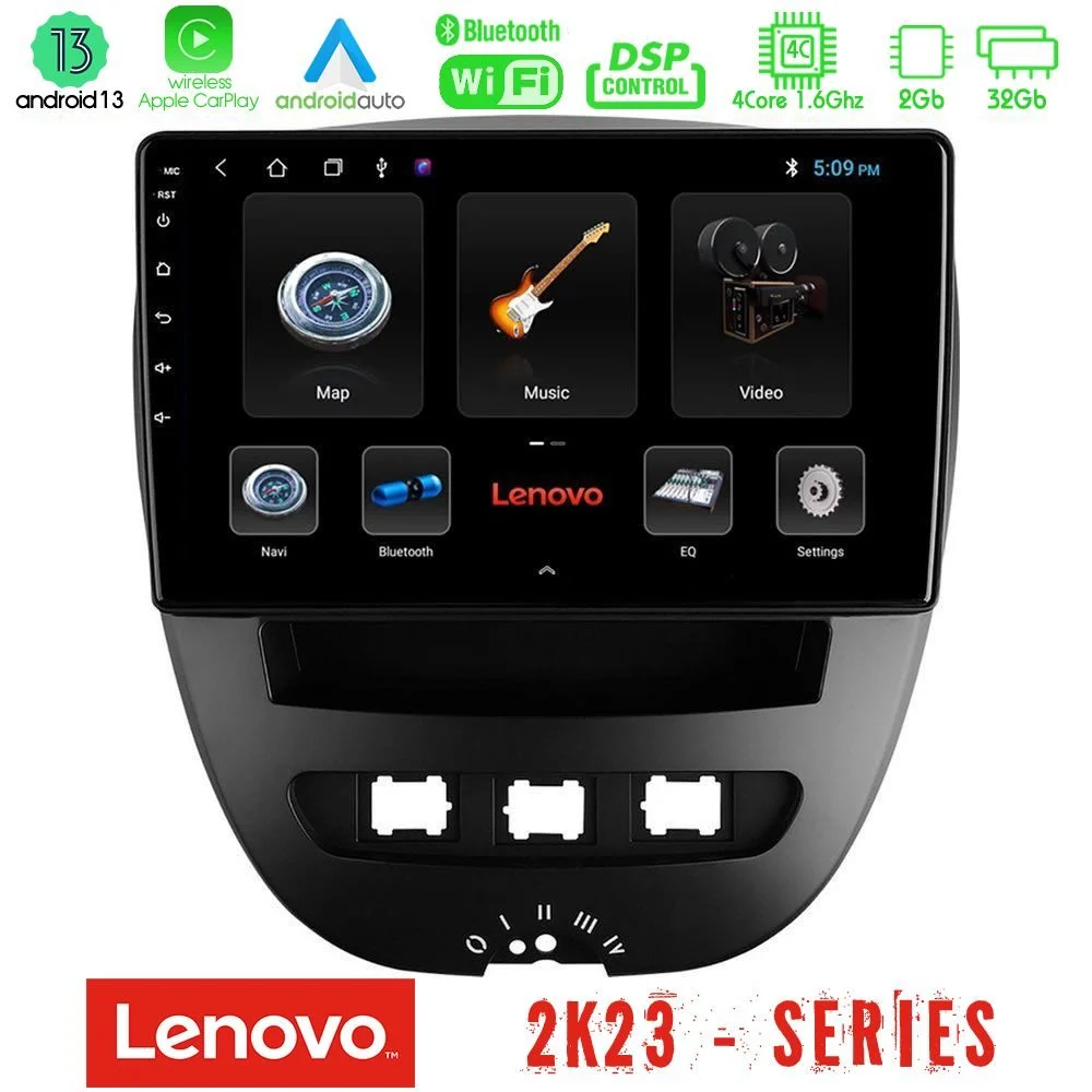 Lenovo Car Pad Toyota Aygo/Citroen C1/Peugeot 107 4Core Android 13 2+32GB Navigation Multimedia Tablet 10"