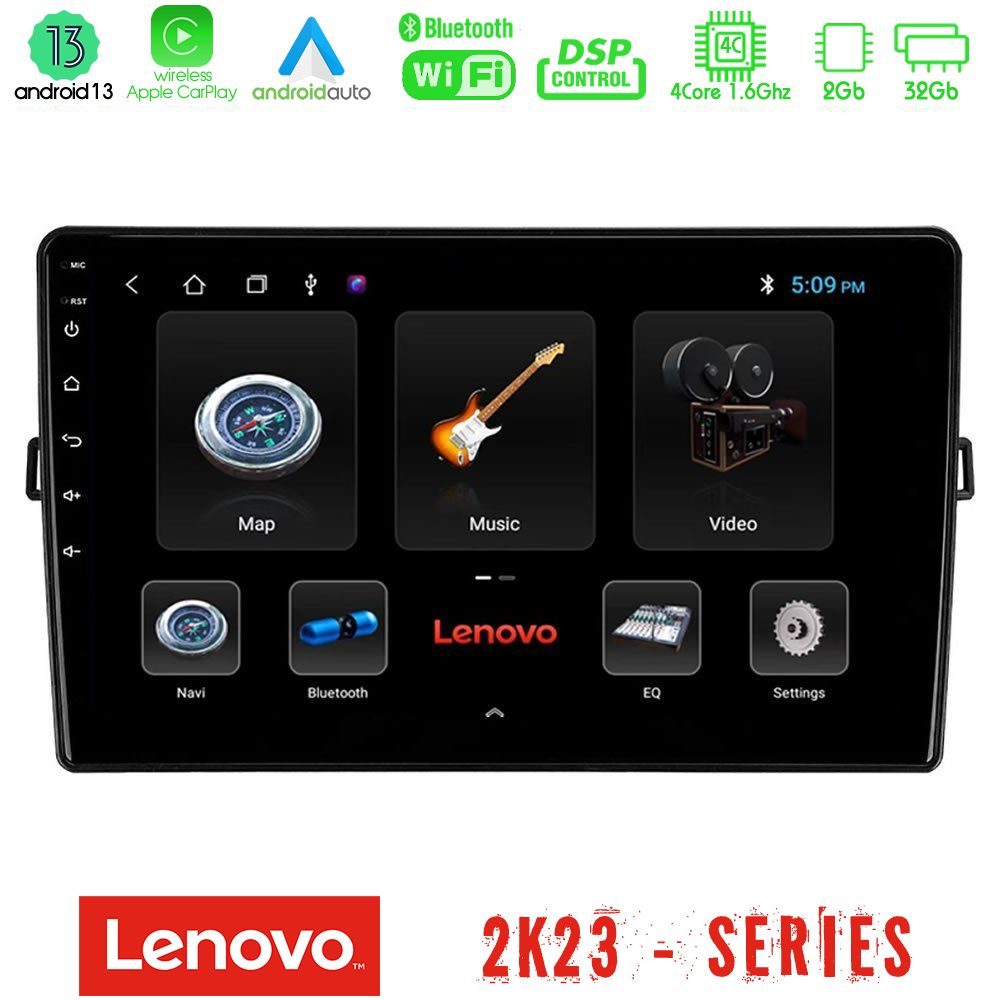 Lenovo Car Pad Toyota Auris 4Core Android 13 2+32GB Navigation Multimedia Tablet 10"