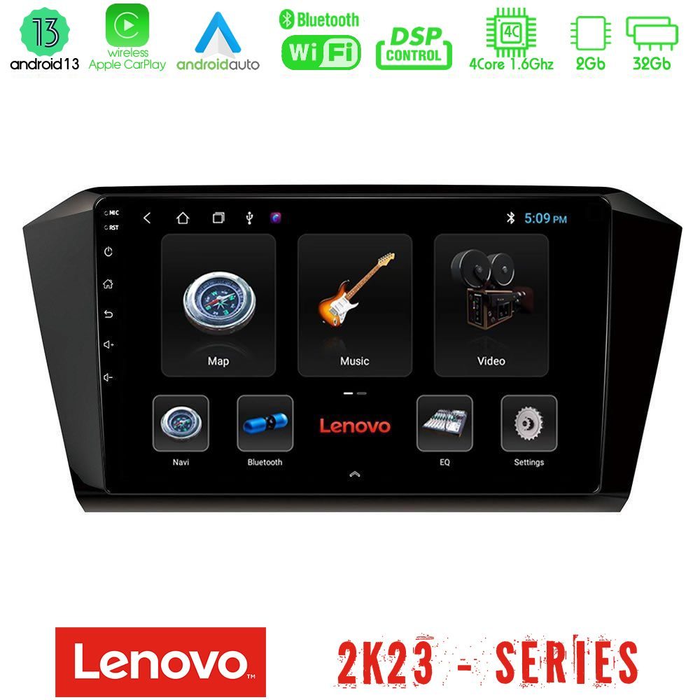 Lenovo Car Pad VW Passat 4Core Android 13 2+32GB Navigation Multimedia Tablet 10"
