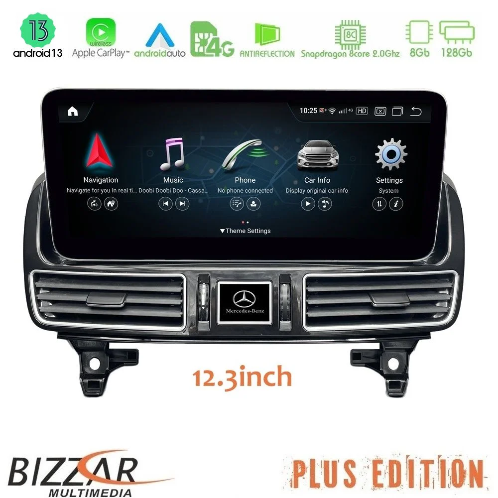 Bizzar Plus Edition Mercedes ML Class (X166) NTG4.5 Android13 (8+128GB) Navigation Multimedia 12.3" Anti-reflection