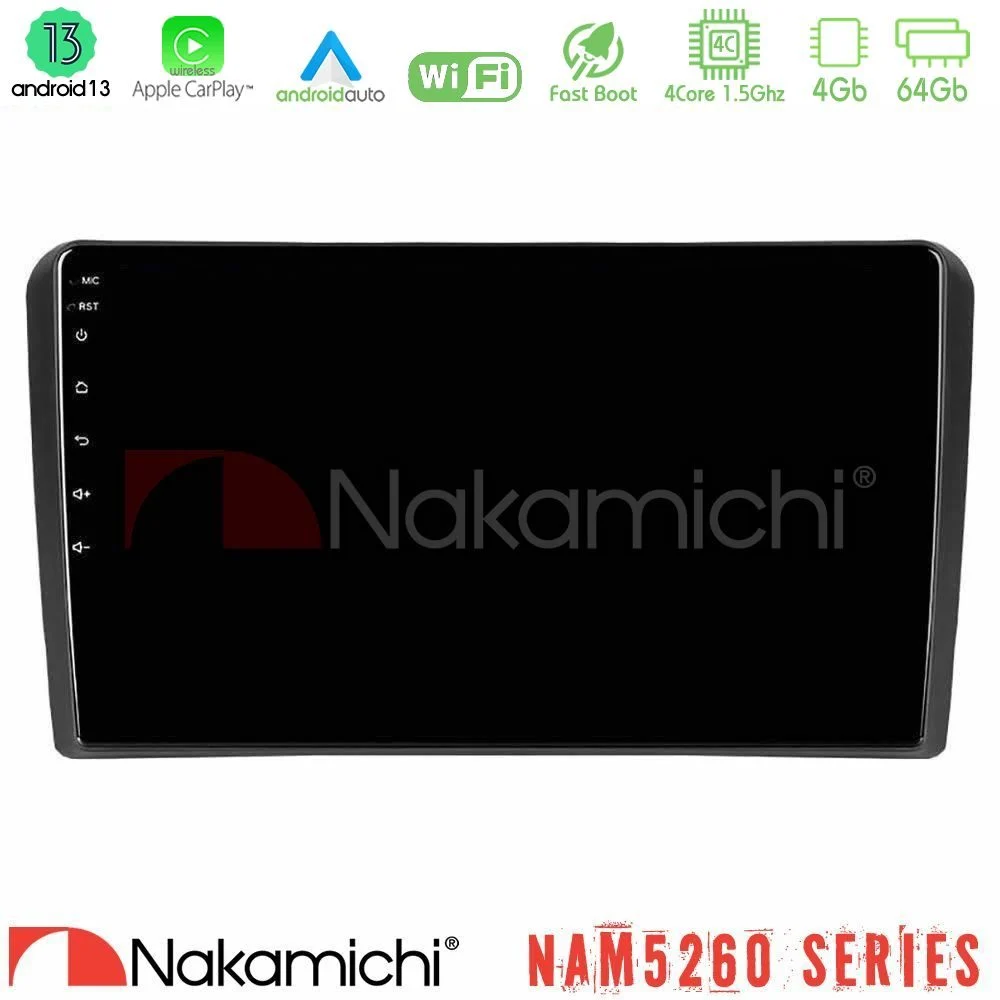 Nakamichi NAM5260 Series 4Core Android13 4+64GB Audi A3 8P Navigation Multimedia Tablet 9" Με Carplay & Android Auto