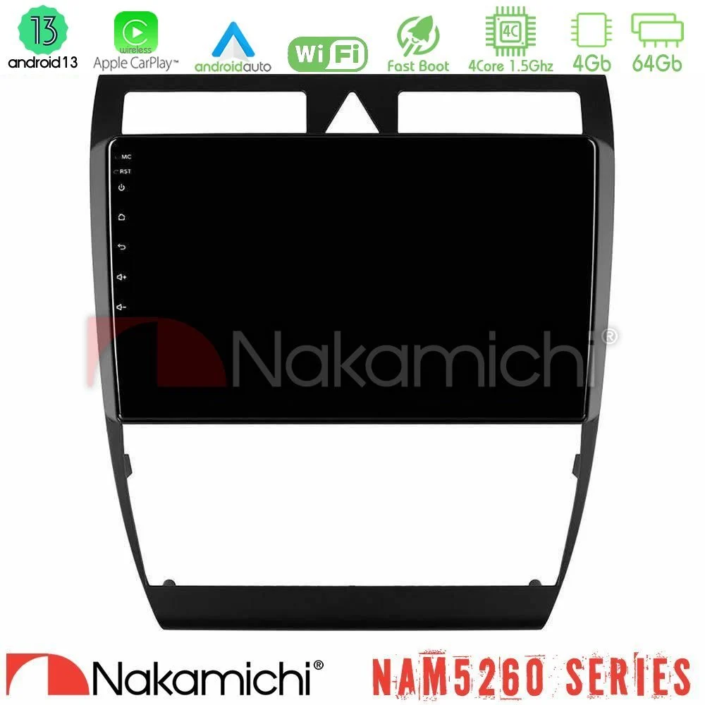 Nakamichi NAM5260 Series 4Core Android13 4+64GB Audi A6 (C5) 1997-2004 Navigation Multimedia Tablet 9" Με Carplay & Android Auto