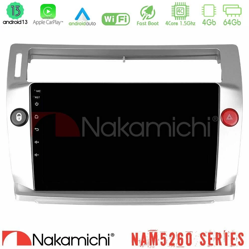 Nakamichi NAM5260 Series 4Core Android13 4+64GB Citroen C4 2004-2010 Navigation Multimedia Tablet 9" Με Carplay & Android Auto