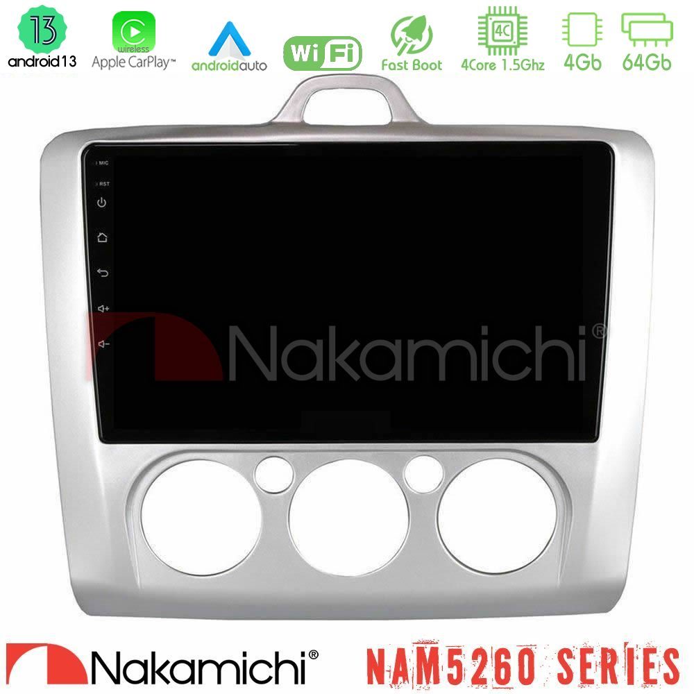 Nakamichi NAM5260 Series 4Core Android13 4+64GB Ford Focus Manual AC Navigation Multimedia Tablet 9" Με Carplay & Android Auto