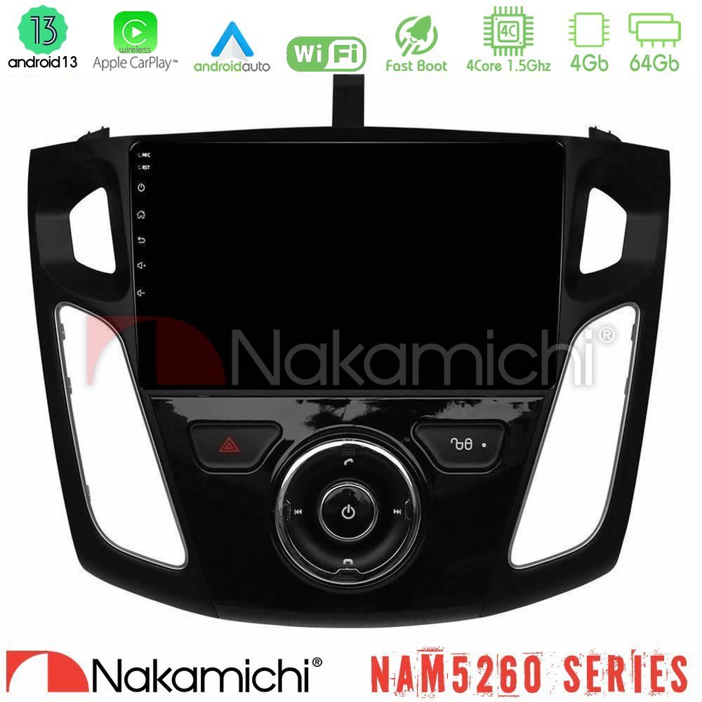 Nakamichi NAM5260 Series 4Core Android13 4+64GB Ford Focus 2012-2018 Navigation Multimedia Tablet 9" Με Carplay & Android Auto