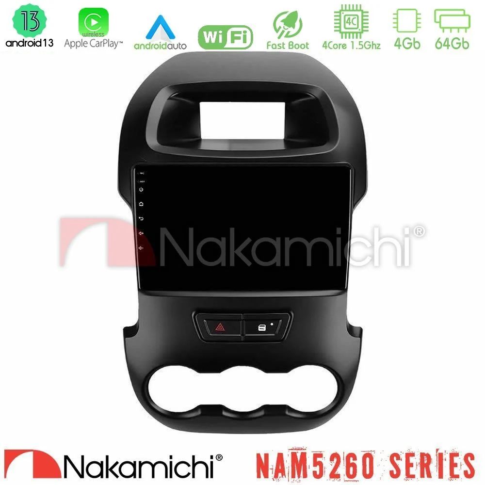 Nakamichi NAM5260 Series 4Core Android13 4+64GB Ford Ranger 2012-2016 Navigation Multimedia Tablet 9" Με Carplay & Android Auto