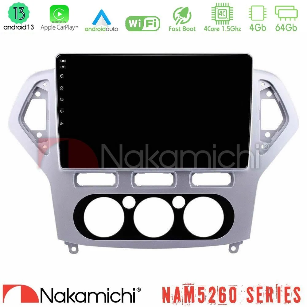 Nakamichi NAM5260 Series 4Core Android13 4+64GB Ford Mondeo 2007-2010 Manual A/C Navigation Multimedia Tablet 10" Με Carplay & Android Auto