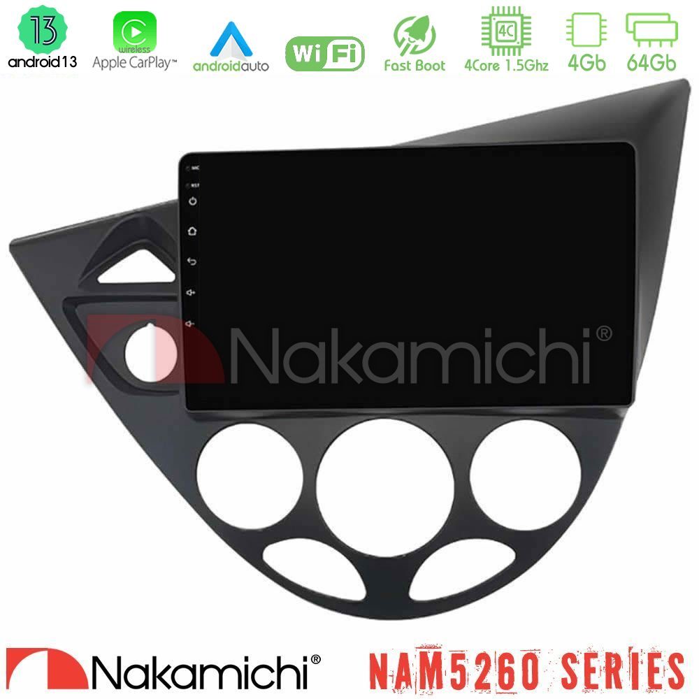Nakamichi NAM5260 Series 4Core Android13 4+64GB Ford Focus 1999-2004 Navigation Multimedia Tablet 9" Με Carplay & Android Auto