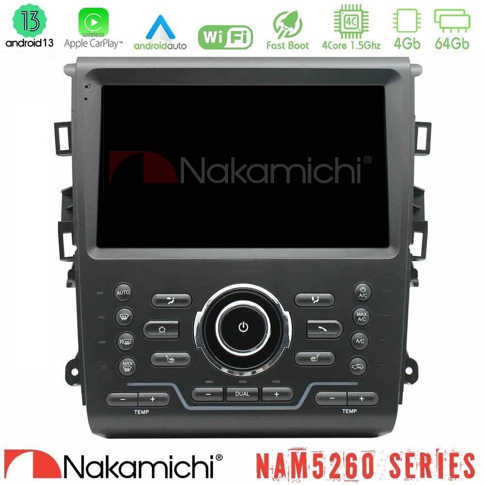 Nakamichi NAM5260 Series 4Core Android13 4+64GB Ford Mondeo 2014-2021 Navigation Multimedia Tablet 9" Με Carplay & Android Auto