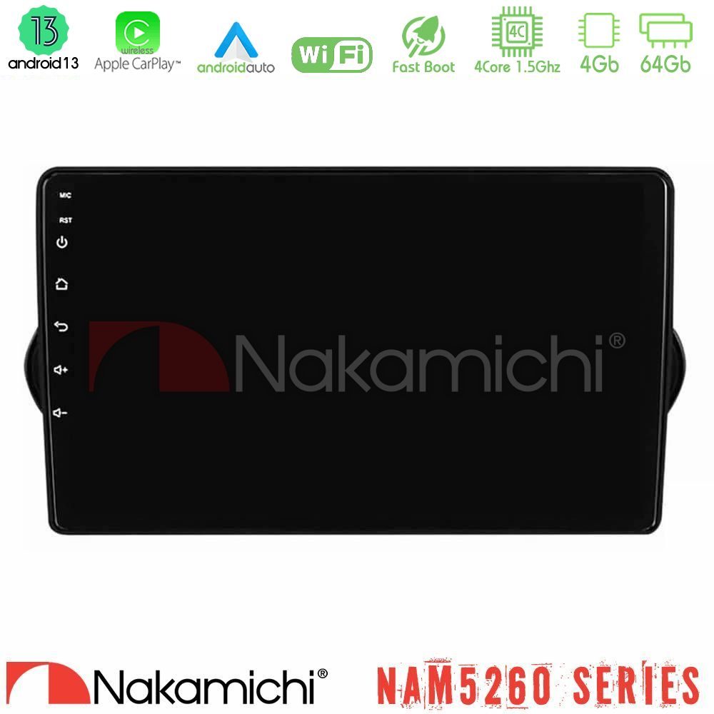 Nakamichi NAM5260 Series 4Core Android13 4+64GB Fiat Tipo 2015-2022 Navigation Multimedia Tablet 9" Με Carplay & Android Auto