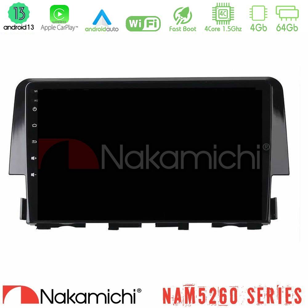 Nakamichi NAM5260 Series 4Core Android13 4+64GB Honda Civic 2016-2020 Navigation Multimedia Tablet 9" Με Carplay & Android Auto