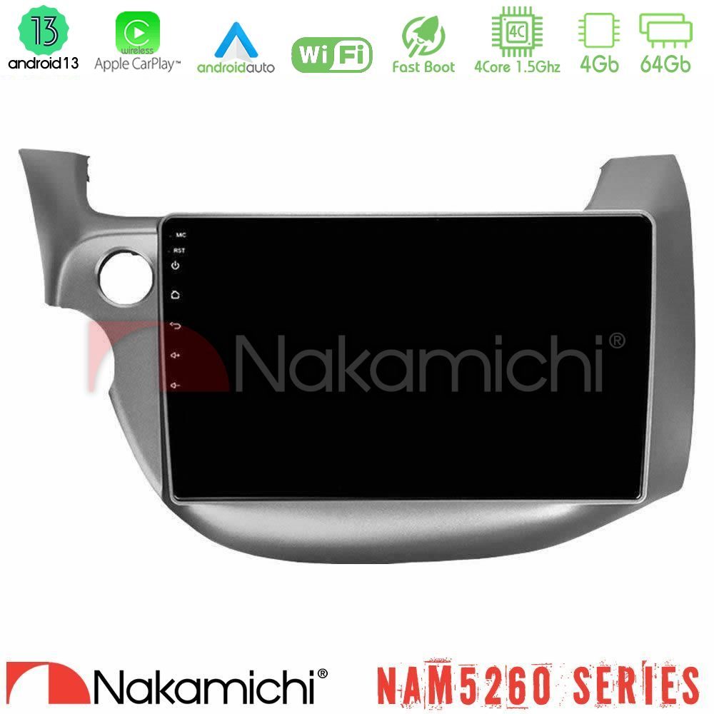 Nakamichi NAM5260 Series 4Core Android13 4+64GB Honda Jazz 2009-2013 Navigation Multimedia Tablet 10" Με Carplay & Android Auto