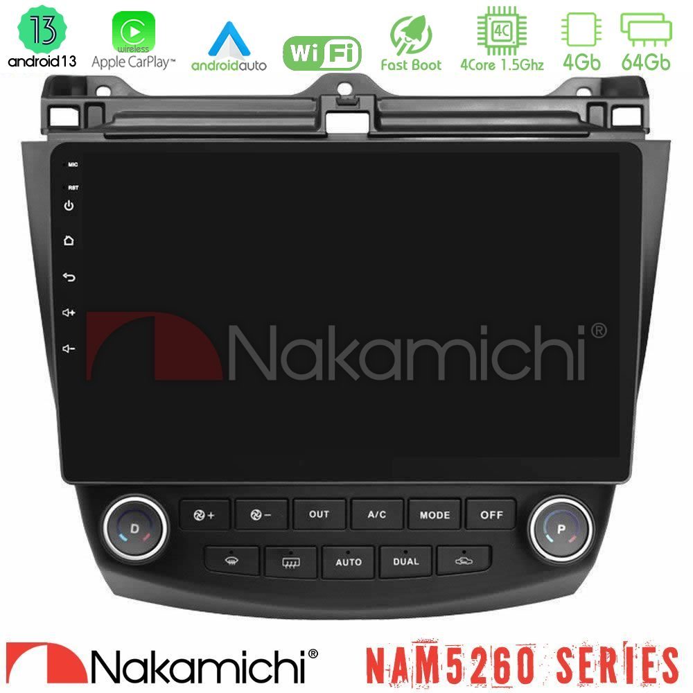 Nakamichi NAM5260 Series 4Core Android13 4+64GB Honda Accord 2002-2008 Navigation Multimedia Tablet 10" Με Carplay & Android Auto