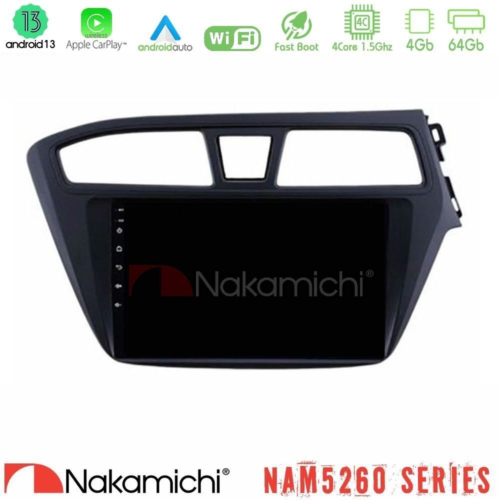 Nakamichi NAM5260 Series 4Core Android13 4+64GB Hyundai i20 2014-2018 RHD Navigation Multimedia Tablet 9" Με Carplay & Android Auto