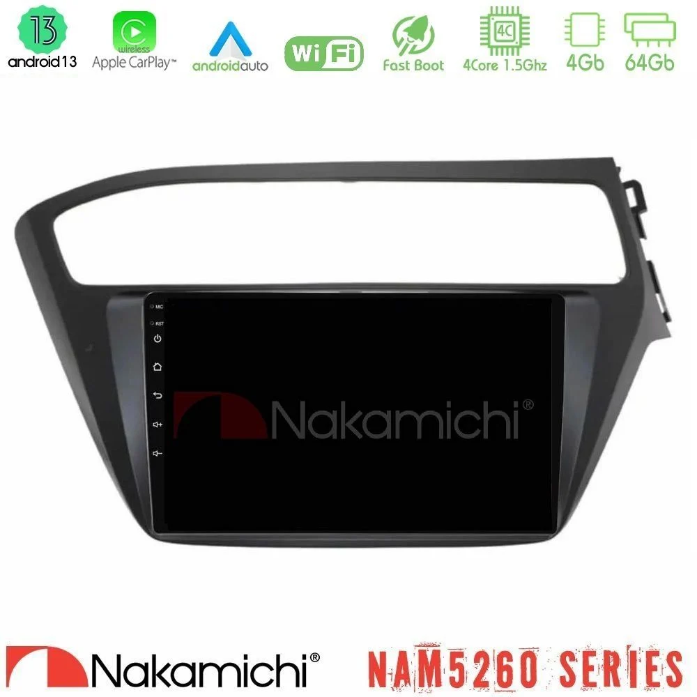 Nakamichi NAM5260 Series 4Core Android13 4+64GB Hyundai i20 2018-2020 RHD Navigation Multimedia Tablet 9" Με Carplay & Android Auto