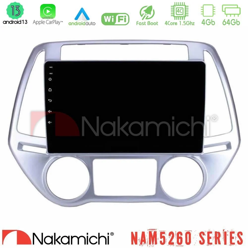 Nakamichi NAM5260 Series 4Core Android13 4+64GB Hyundai i20 2012-2014 Navigation Multimedia Tablet 9" Με Carplay & Android Auto