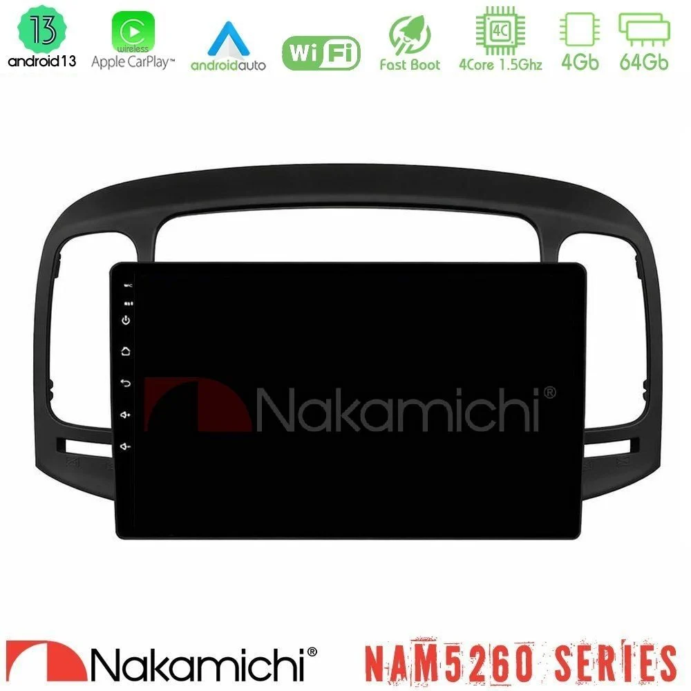 Nakamichi NAM5260 Series 4Core Android13 4+64GB Hyundai Accent 2006-2011 Navigation Multimedia Tablet 9" Με Carplay & Android Auto