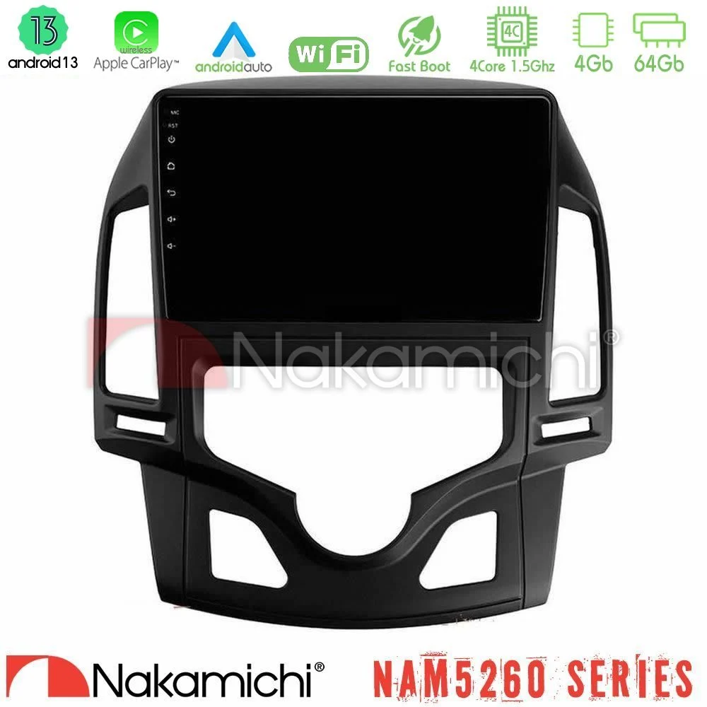 Nakamichi NAM5260 Series 4Core Android13 4+64GB Hyundai i30 2007-2012 Auto A/C Navigation Multimedia Tablet 9" Με Carplay & Android Auto