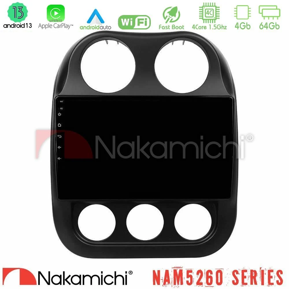 Nakamichi NAM5260 Series 4Core Android13 4+64GB Jeep Compass 2012-2016 Navigation Multimedia Tablet 10" Με Carplay & Android Auto
