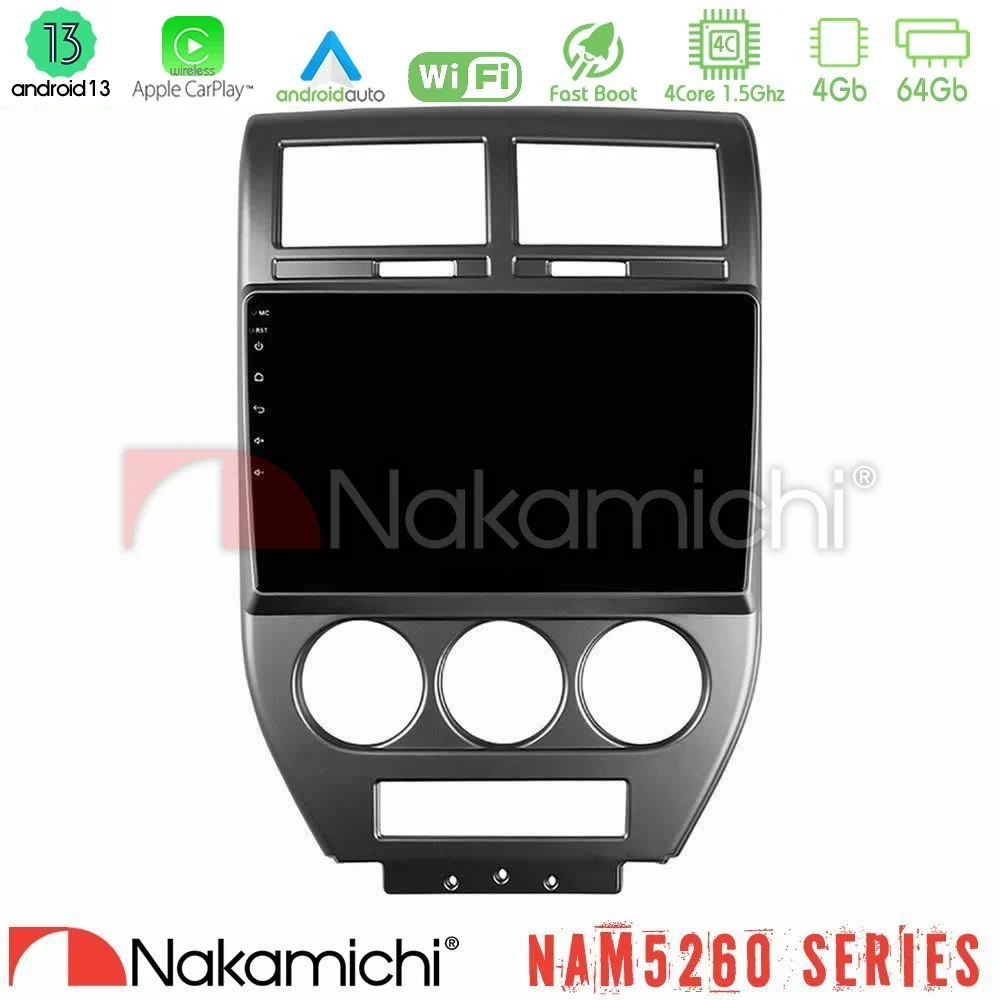 Nakamichi NAM5260 Series 4Core Android13 4+64GB Jeep Compass/Patriot 2007-2008 Navigation Multimedia Tablet 10" Με Carplay & Android Auto