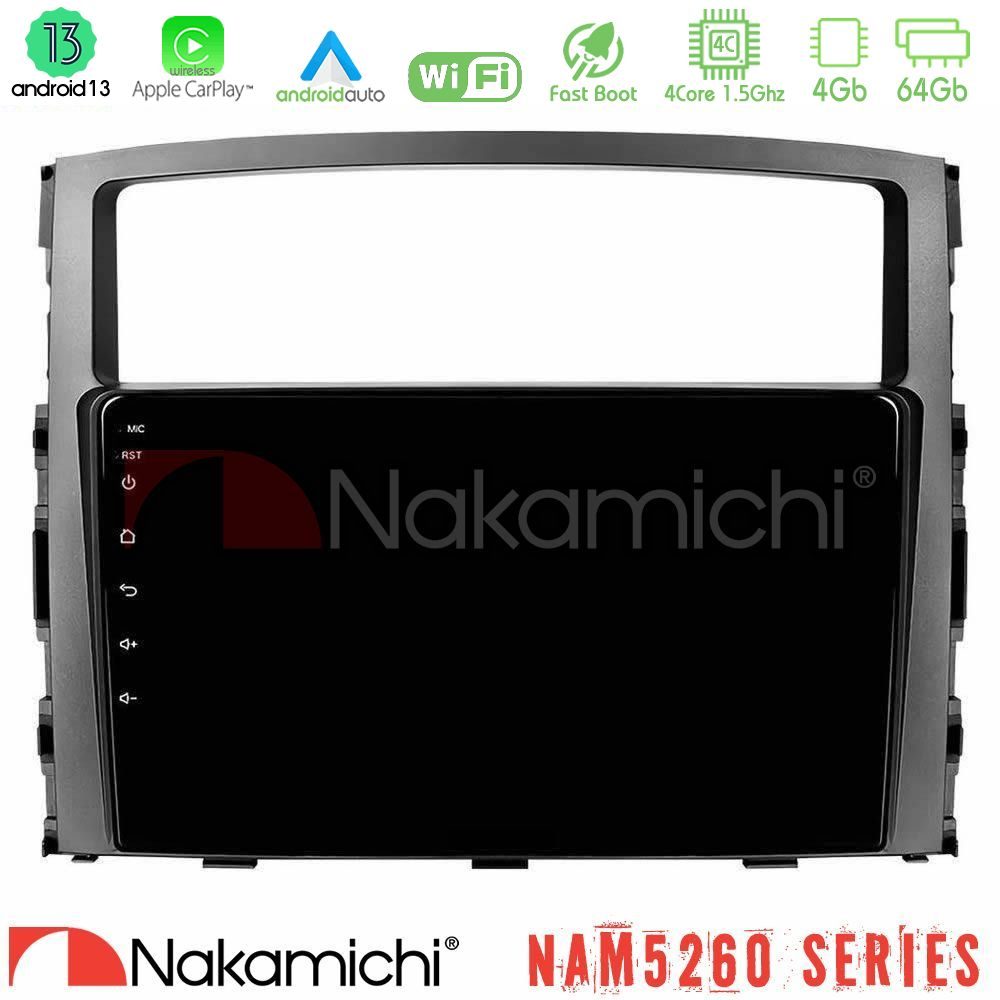 Nakamichi NAM5260 Series 4Core Android13 4+64GB Mitsubishi Pajero 2008-2009 Navigation Multimedia Tablet 9" Με Carplay & Android Auto