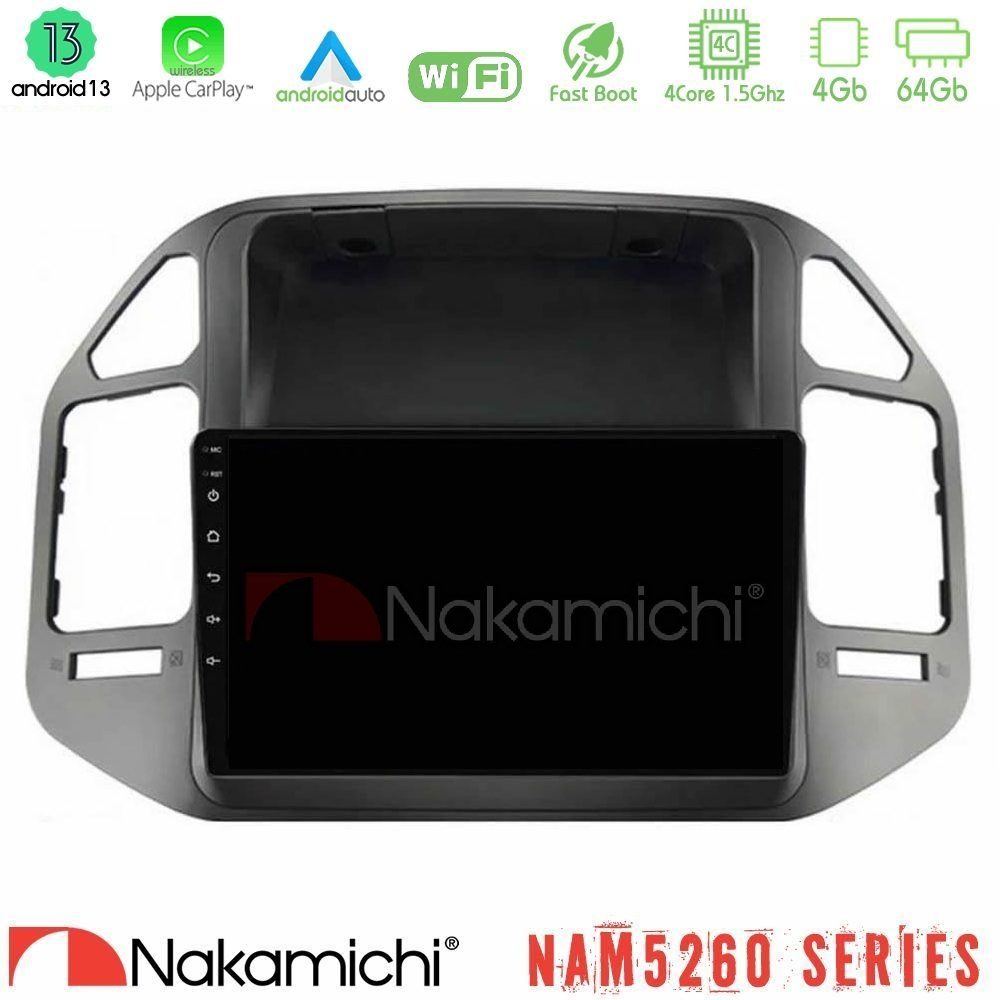 Nakamichi NAM5260 Series 4Core Android13 4+64GB Mitsubishi Pajero 2002-2006 Navigation Multimedia Tablet 9" Με Carplay & Android Auto
