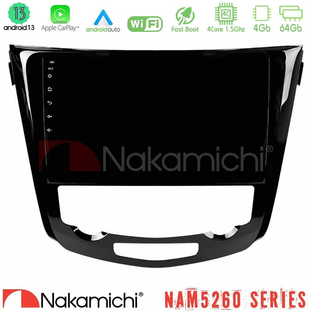 Nakamichi NAM5260 Series 4Core Android13 4+64GB Nissan Qashqai J11 (AUTO A/C) Navigation Multimedia Tablet 10" Με Carplay & Android Auto