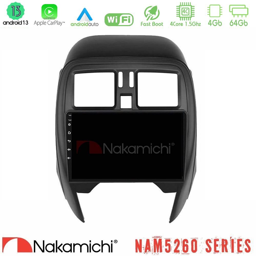 Nakamichi NAM5260 Series 4Core Android13 4+64GB Nissan Micra 2013-2016 Navigation Multimedia Tablet 9" Με Carplay & Android Auto