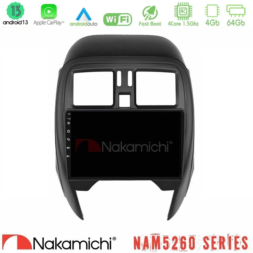 Nakamichi NAM5260 Series 4Core Android13 4+64GB Nissan Micra 2013-2016 Navigation Multimedia Tablet 9" Με Carplay & Android Auto