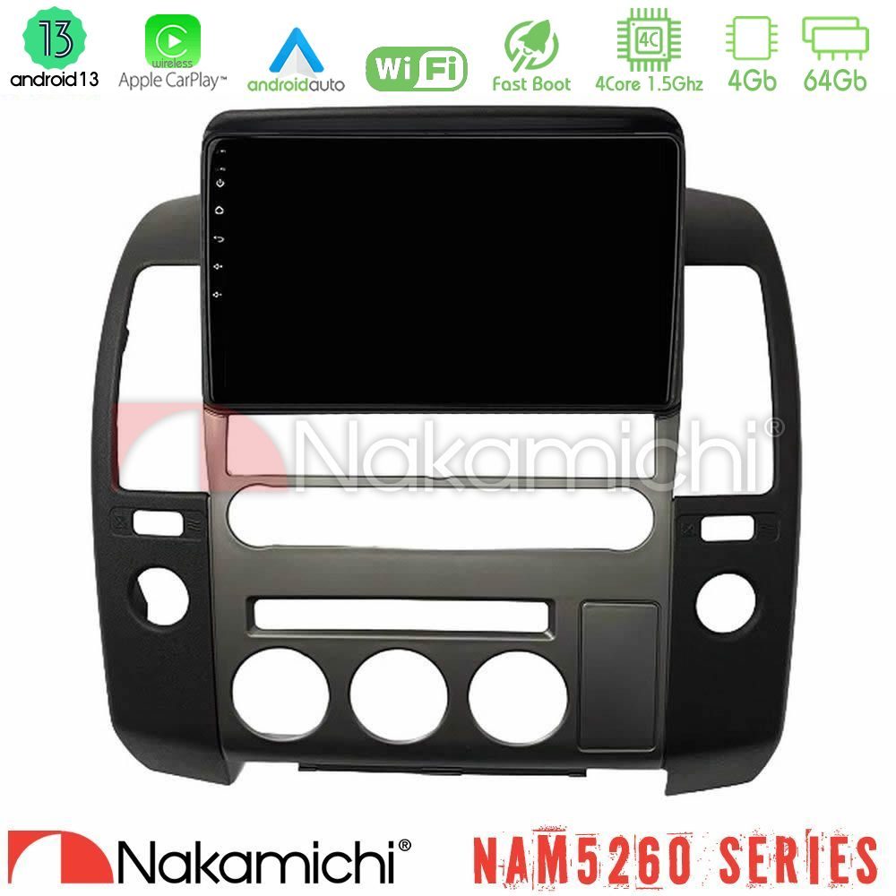 Nakamichi NAM5260 Series 4Core Android13 4+64GB  Nissan Navara D40 2006-2012 (με εργ.οθόνη) Navigation Multimedia Tablet 9" Με Carplay & Android Auto