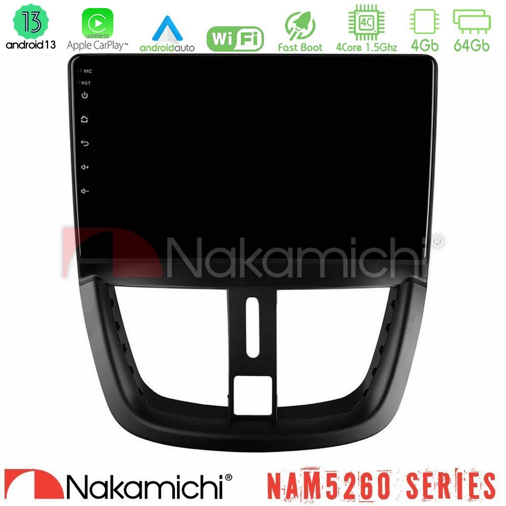 Nakamichi NAM5260 Series 4Core Android13 4+64GB Peugeot 207 Navigation Multimedia Tablet 9" Με Carplay & Android Auto