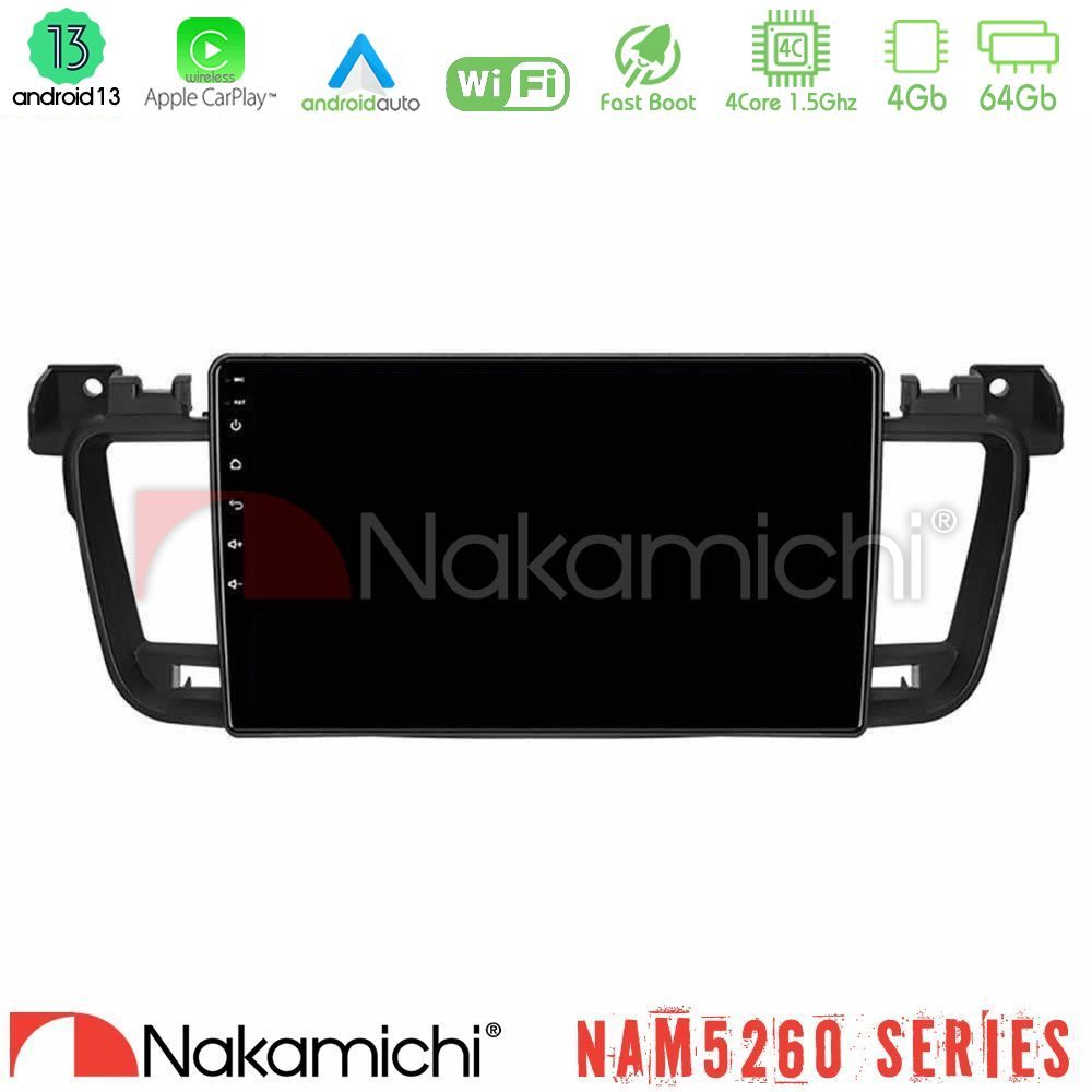Nakamichi NAM5260 Series 4Core Android13 4+64GB Peugeot 508 2010-2018 Navigation Multimedia Tablet 9" Με Carplay & Android Auto