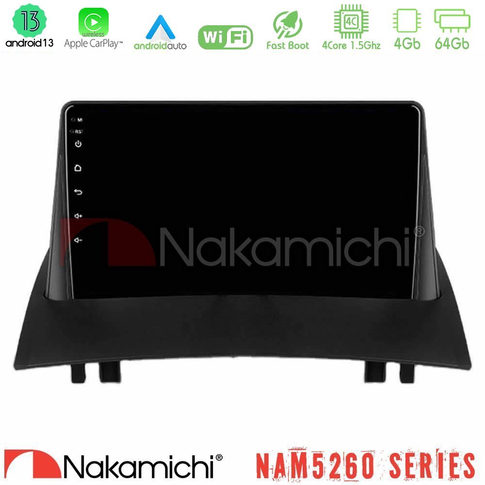 Nakamichi NAM5260 Series 4Core Android13 4+64GB Renault Megane 2 2002-2008 Navigation Multimedia Tablet 9" Με Carplay & Android Auto