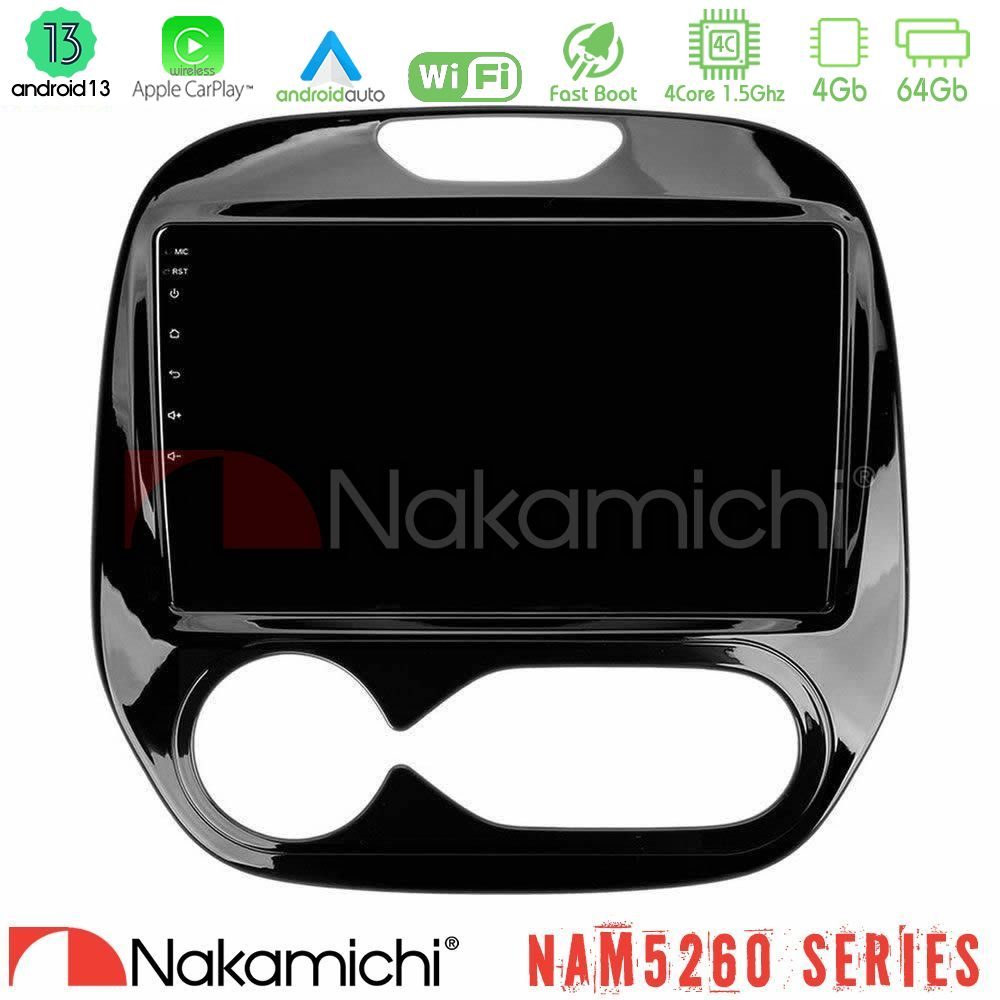 Nakamichi NAM5260 Series 4Core Android13 4+64GB Renault Captur 2013-2019 (Auto AC) Navigation Multimedia Tablet 9" Με Carplay & Android Auto
