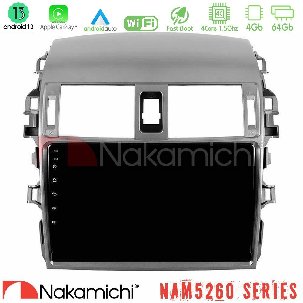 Nakamichi NAM5260 Series 4Core Android13 4+64GB Toyota Corolla 2008-2010 Navigation Multimedia Tablet 9" Με Carplay & Android Auto
