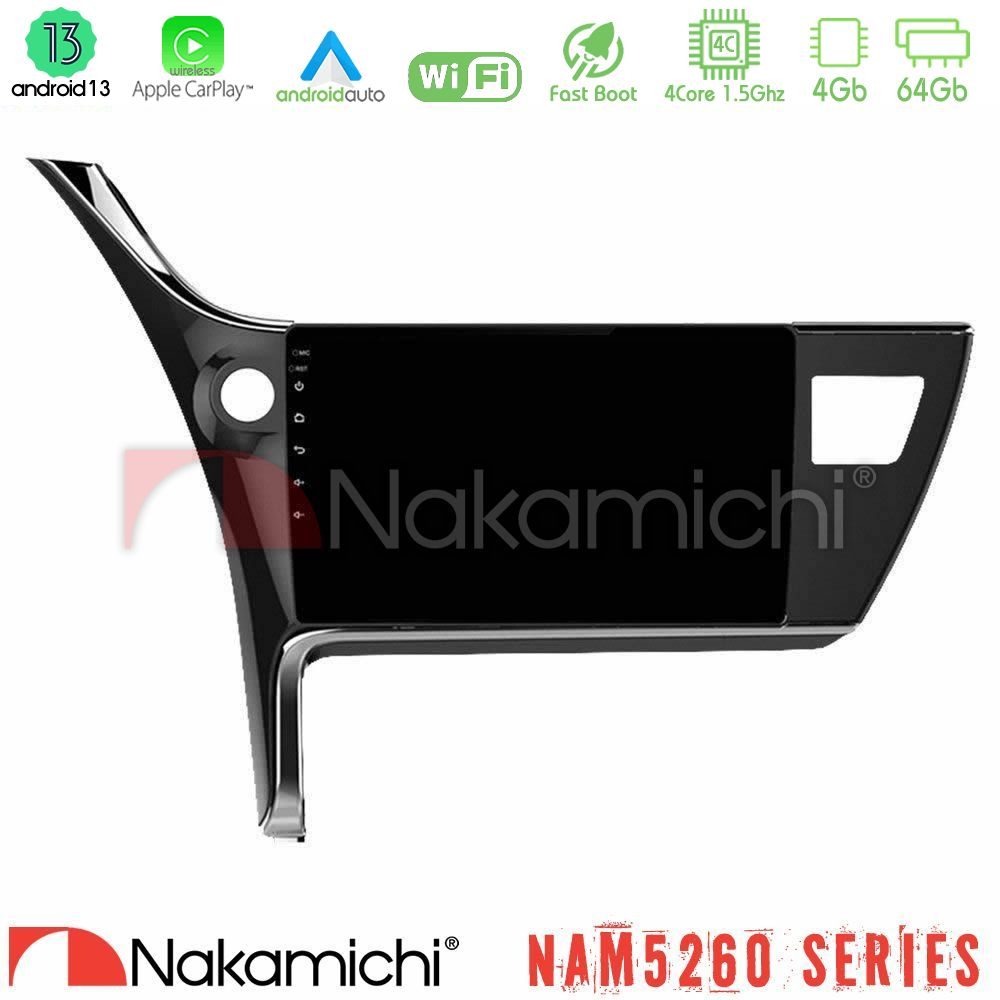 Nakamichi NAM5260 Series 4Core Android13 4+64GB Toyota Corolla 2017-2018 Navigation Multimedia Tablet 10" Με Carplay & Android Auto