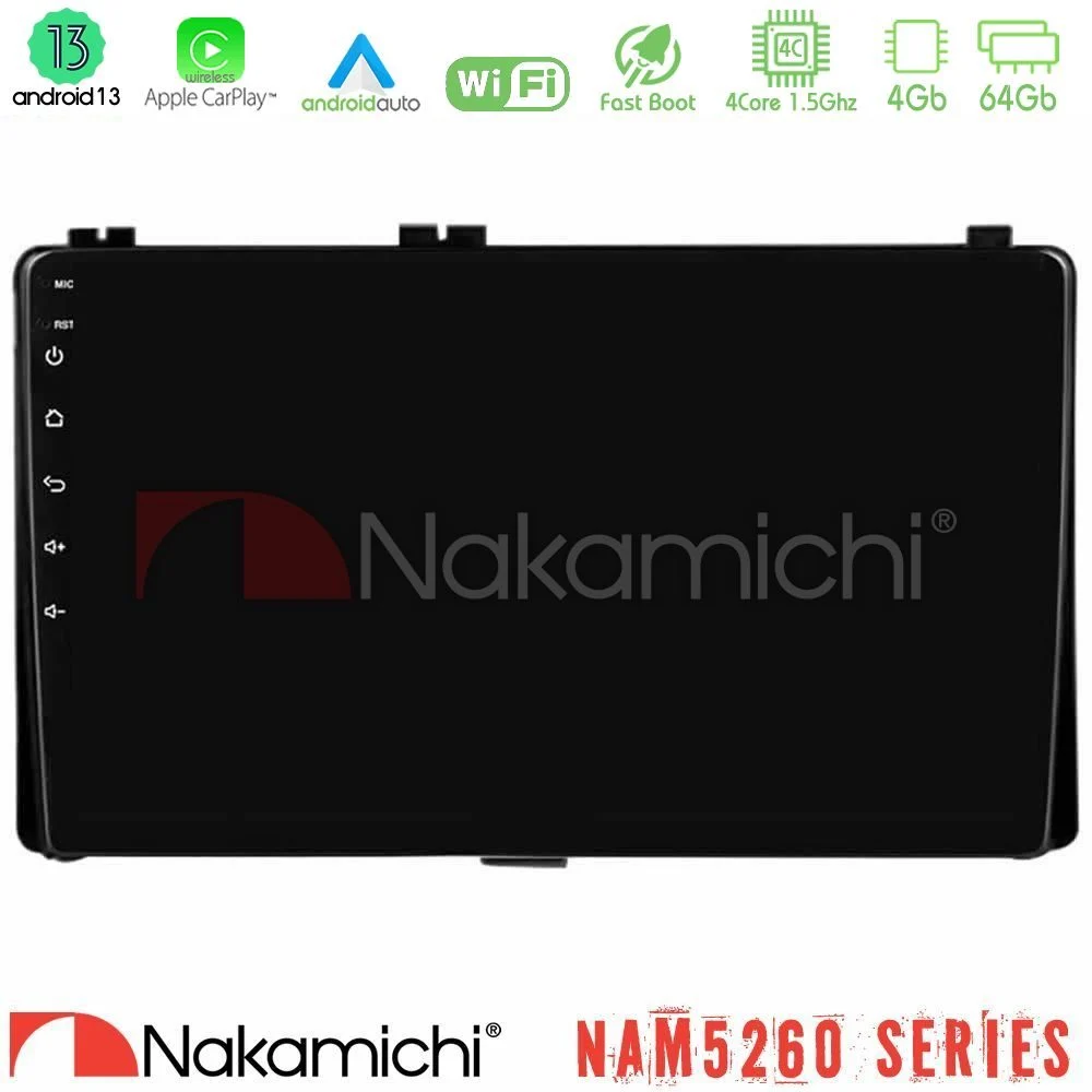 Nakamichi NAM5260 Series 4Core Android13 4+64GB Toyota Corolla/Auris 2017-2019 Navigation Multimedia Tablet 9" Με Carplay & Android Auto