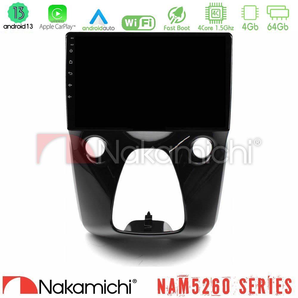 Nakamichi NAM5260 Series 4Core Android13 4+64GB Toyota Aygo | Citroen C1 | Peugeot 108 Navigation Multimedia 10" Με Carplay & Android Auto