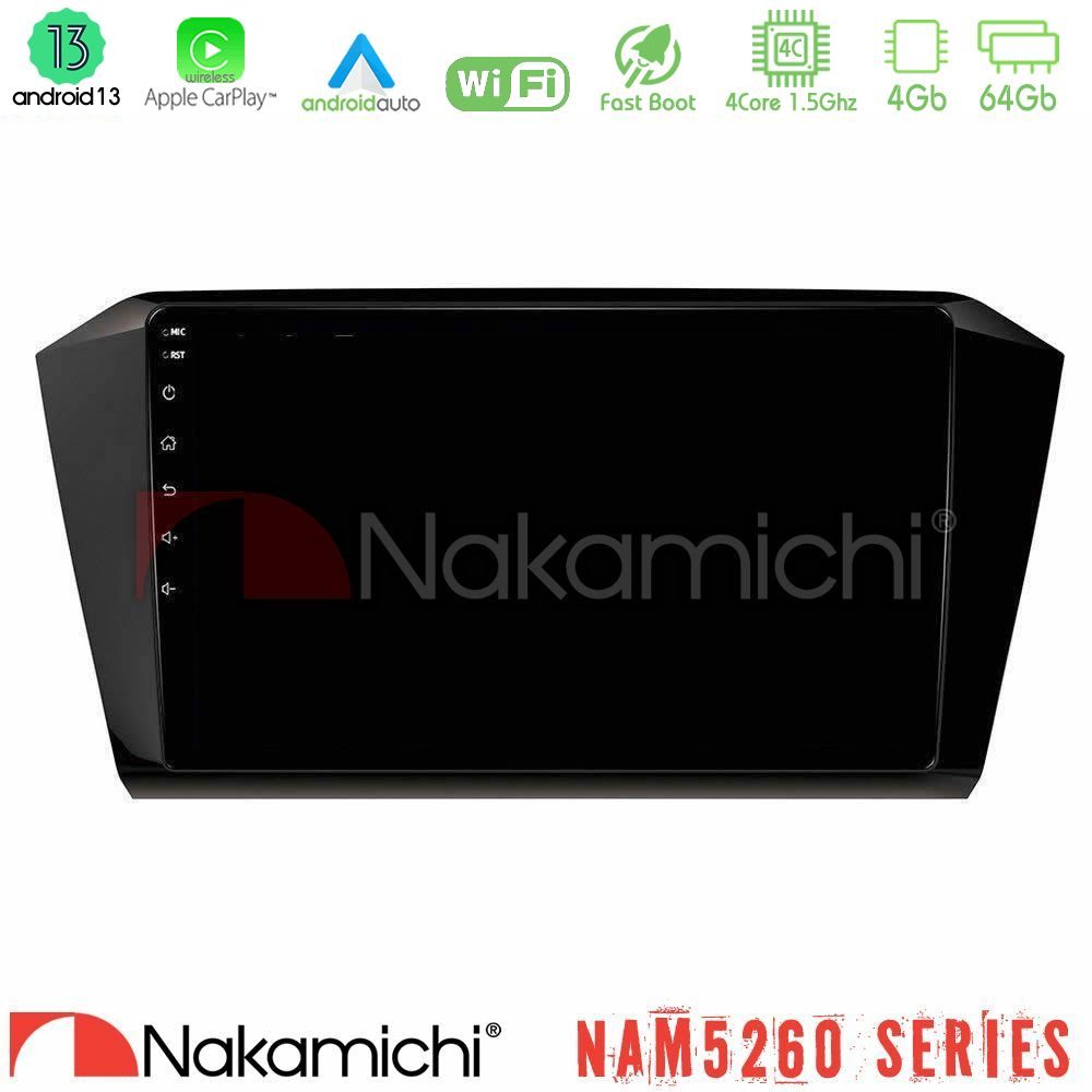 Nakamichi NAM5260 Series 4Core Android13 4+64GB VW Passat Navigation Multimedia Tablet 10" Με Carplay & Android Auto