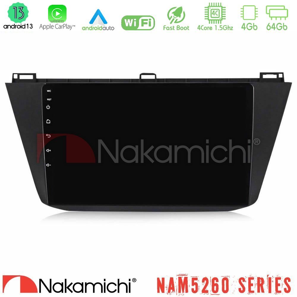 Nakamichi NAM5260 Series Vw Tiguan 2016-2022 4Core Android13 4+64GB Navigation Multimedia Tablet 10" Με Carplay & Android Auto