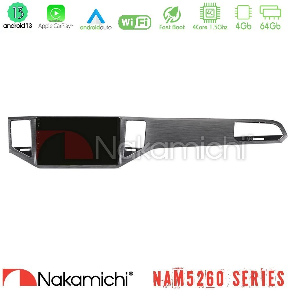 Nakamichi NAM5260 Series 4Core Android13 4+64GB VW Sportsvan 2014-2020 Navigation Multimedia Tablet 10" (Silver/Grey Color) Με Carplay & Android Auto