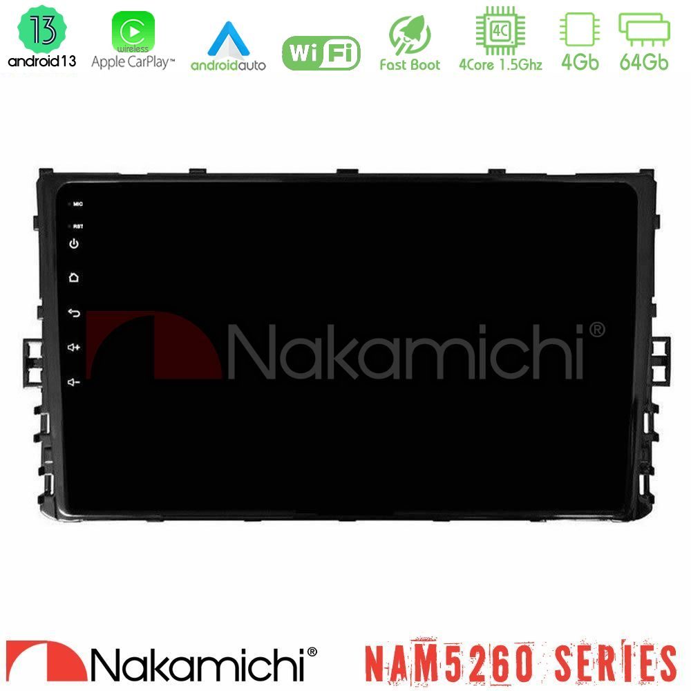 Nakamichi NAM5260 Series 4Core Android13 4+64GB VW MQB 2017-> Navigation Multimedia Tablet 9" Με Carplay & Android Auto