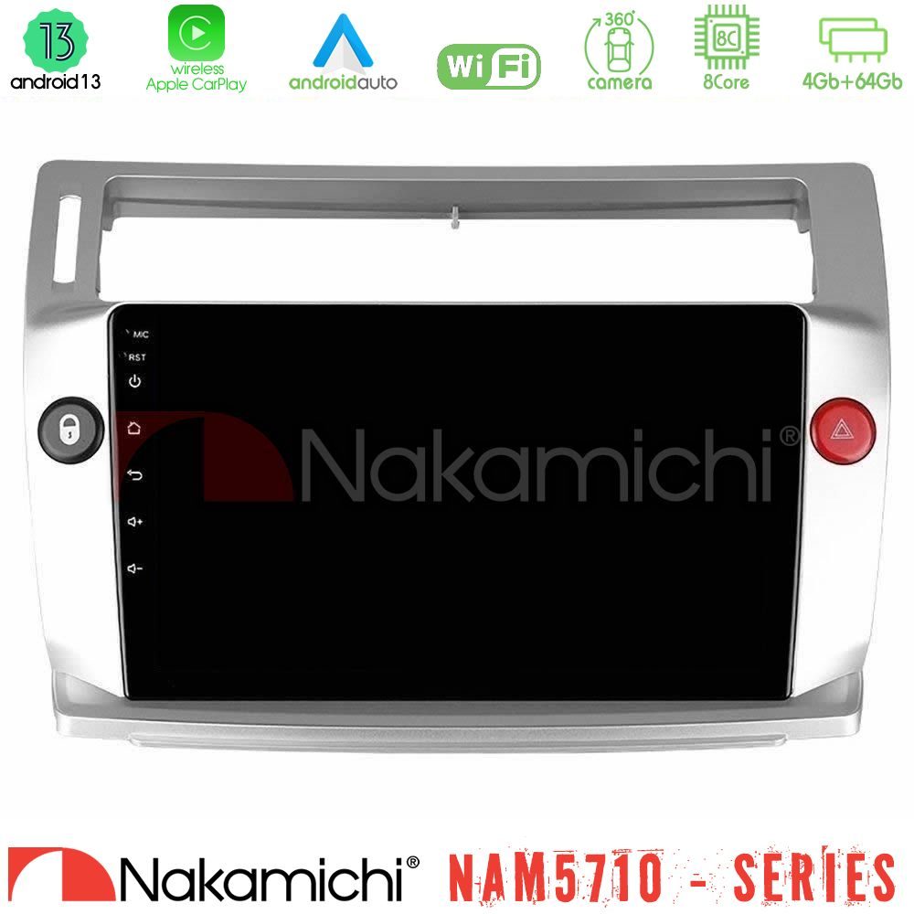 Nakamichi NAM5710 Series 8Core Android13 4+64GB  Citroen C4 2004-2010 Navigation Multimedia Tablet 9"