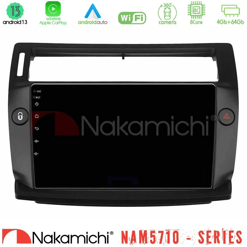 Nakamichi NAM5710 Series 8Core Android13 4+64GB Citroen C4 2004-2010 Navigation Multimedia Tablet 9" (μαύρο χρώμα)