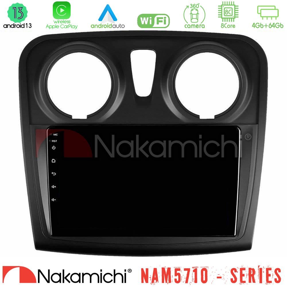 Nakamichi NAM5710 Series 8Core Android13 4+64GB     Dacia Dokker 2014-2021 Navigation Multimedia Tablet 9"