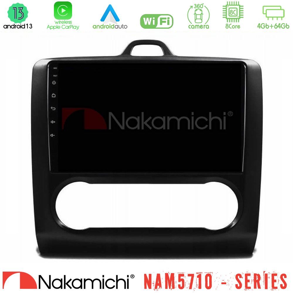 Nakamichi NAM5710 Series 8Core Android13 4+64GB  Ford Focus Auto AC Navigation Multimedia Tablet 9" (Μαύρο Χρώμα)