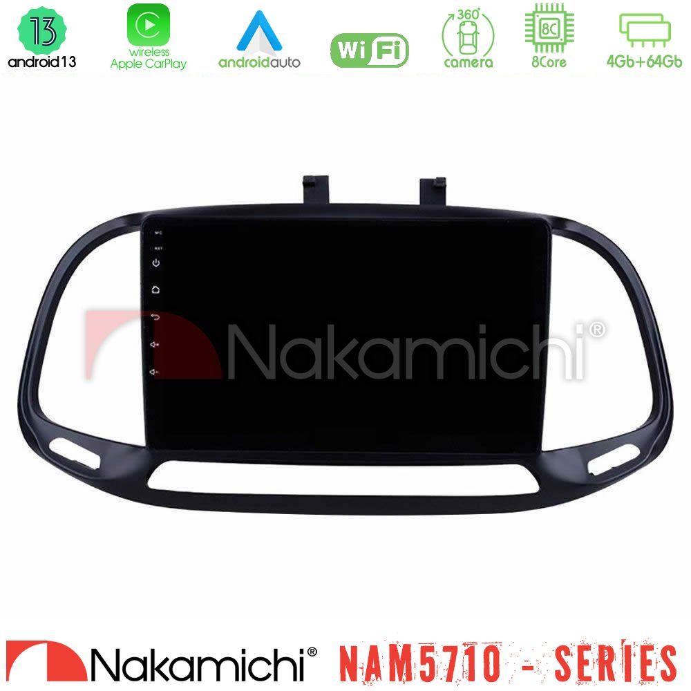 Nakamichi NAM5710 Series 8Core Android13 4+64GB Fiat Doblo 2015-2022 Navigation Multimedia Tablet 9"